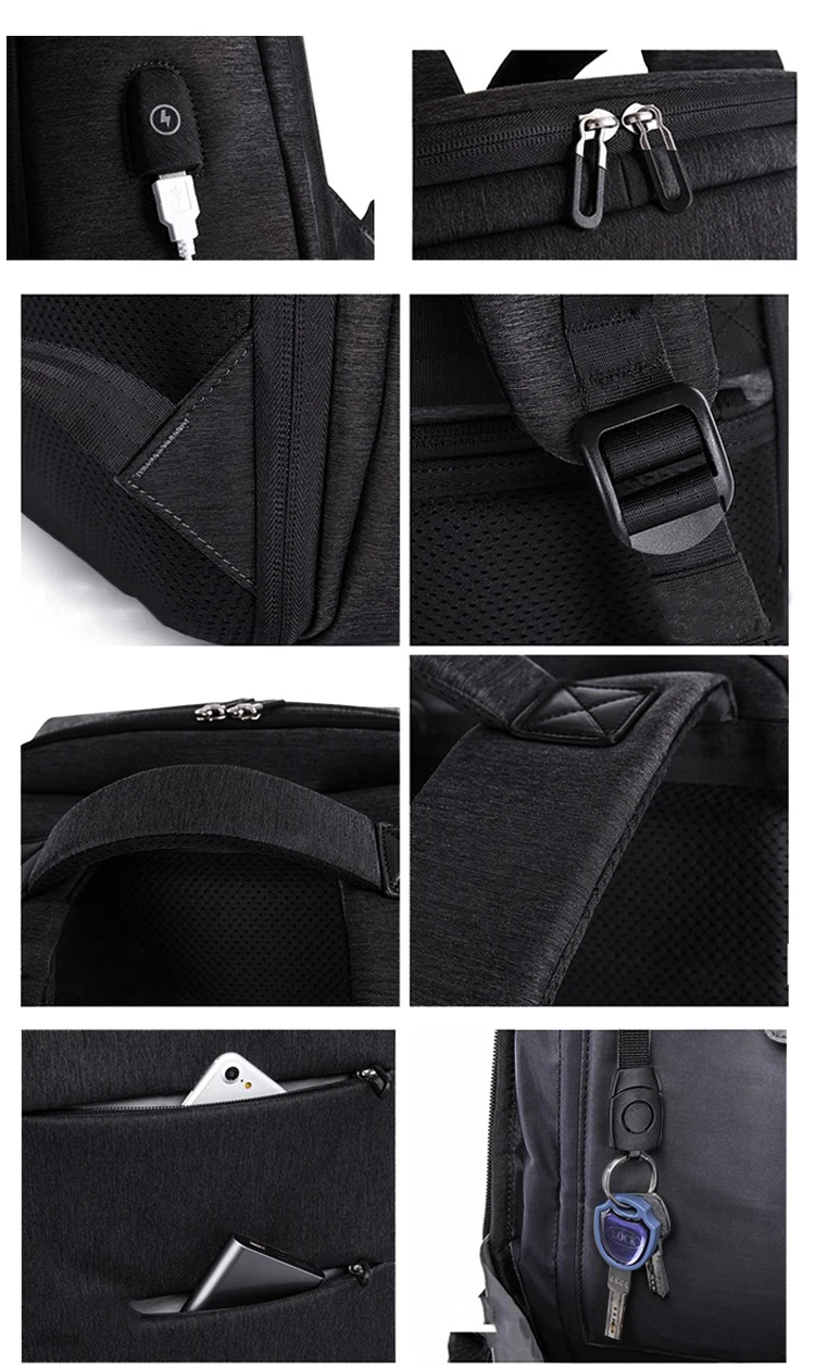 2018 Anti-theft urban USB changing port waterproof anti thief theft laptop smart security men's bagpack backpack back pack bags