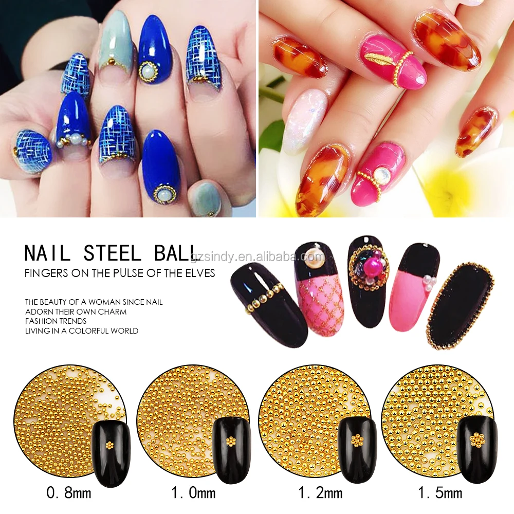 

Hot Sell Nail Art Balls Steel Nail Beads Silver rose golden Metal Nail Balls, Silver;gold;rose gold