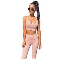 

Ptsports wholesale simple design custom Ladies Bra And Leggings Yoga Suit sport leggings women fitness