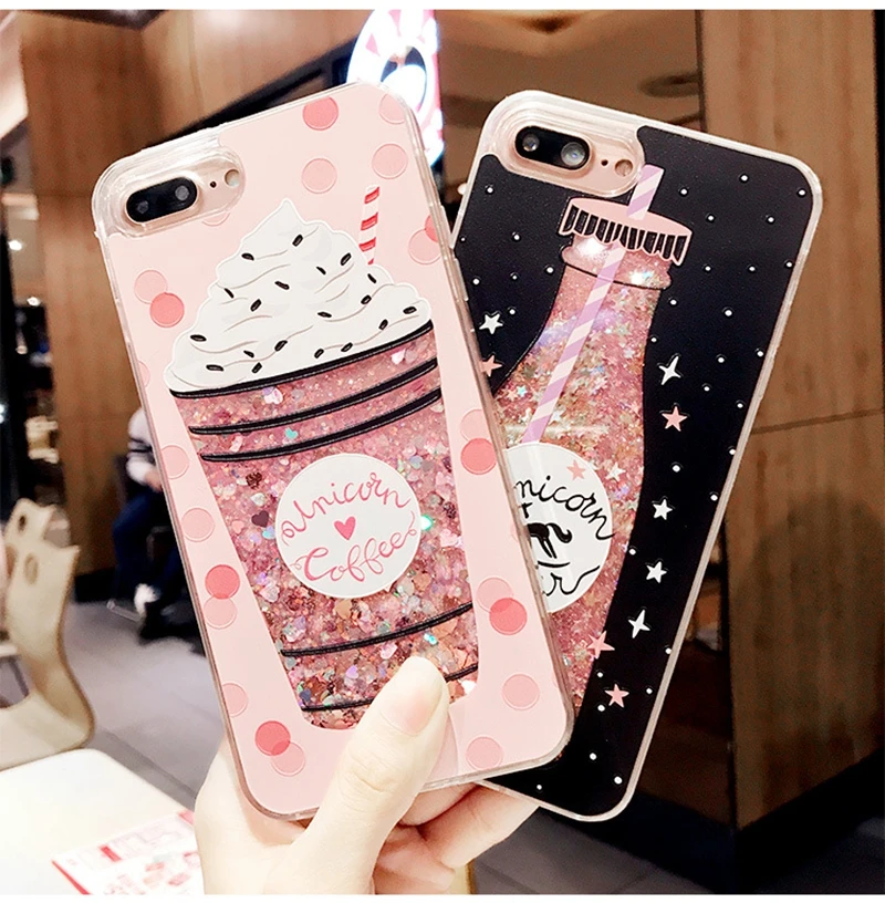 

girls bottle quicksand case For iPhone XS max silicone TPU PC Dynamic liquid glitter cover for iphone 6 6s 7 plus fundas