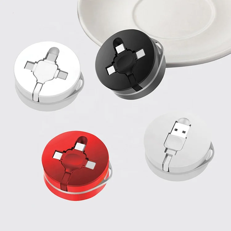 3 en 1 Multi-cabeza redonda caja retr&aacute;ctil USB cargador de Cable para tel&eacute;fono - ANKUX Tech Co., Ltd