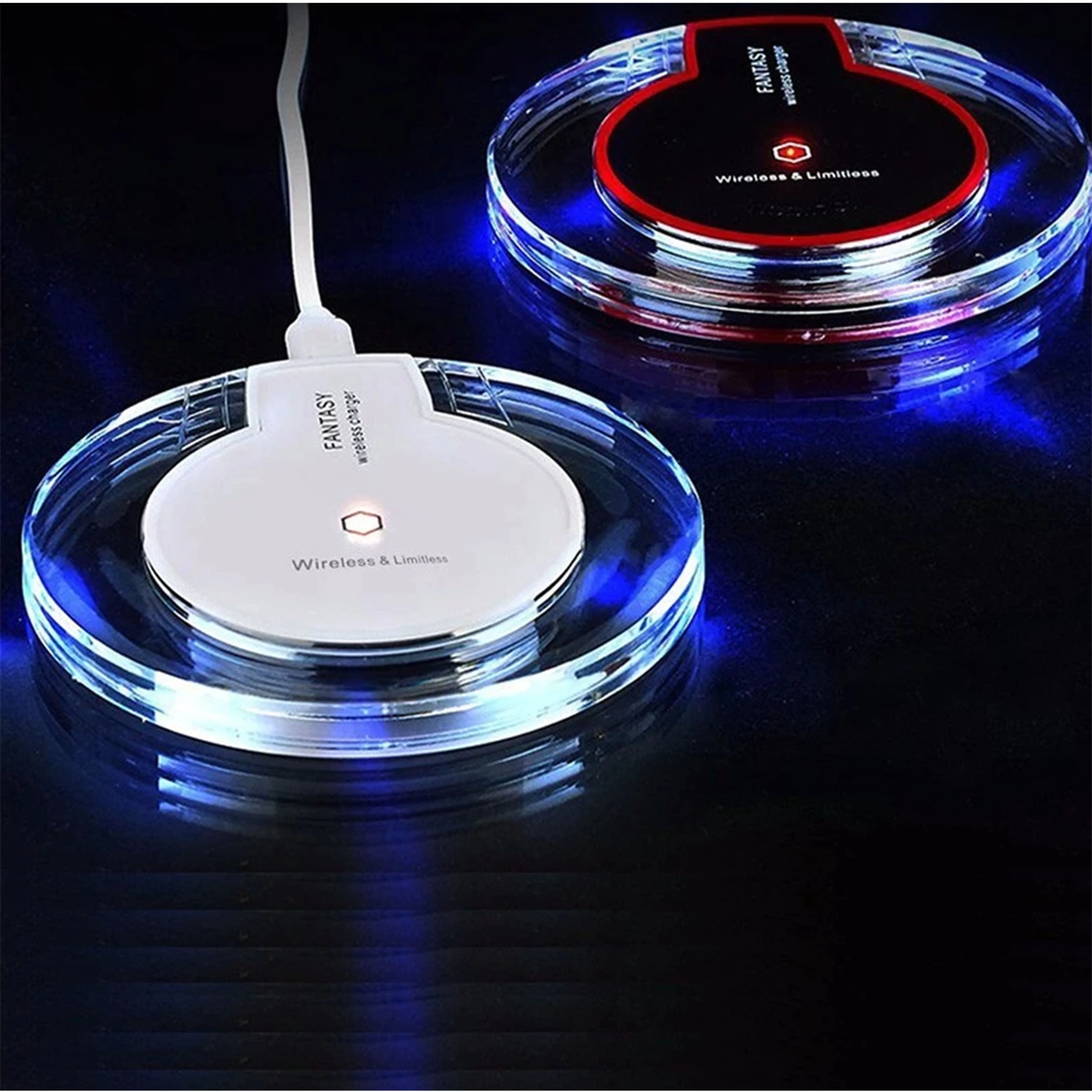 
Universal Crystal Wireless Charger Pad With LED Light Compatible All Support Qi Standard Mobile Phone 