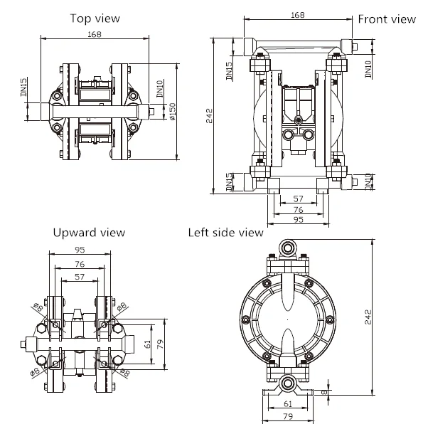 Pneumatic diaphragm pump QBY3-15 Aluminium alloy