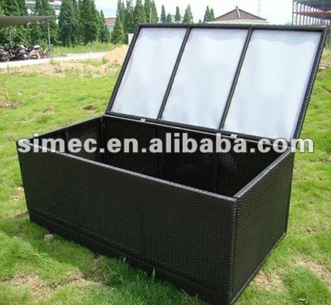 
Hot Sale wicker PE rattan outdoor garden cushion storage box 