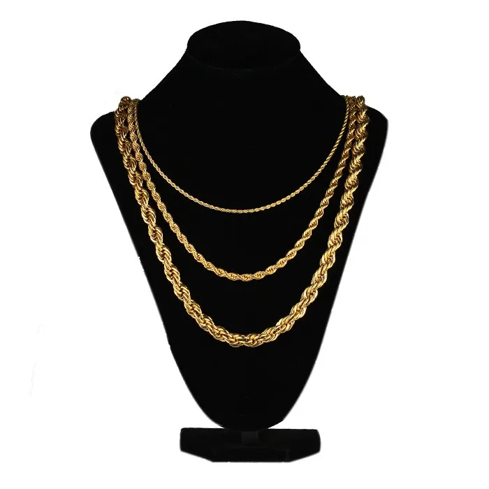 Miss Jewelry Supply Diamond Clasp 18K Italian Gold Rope Chain Necklace New Gold Rope Chain Design for Men