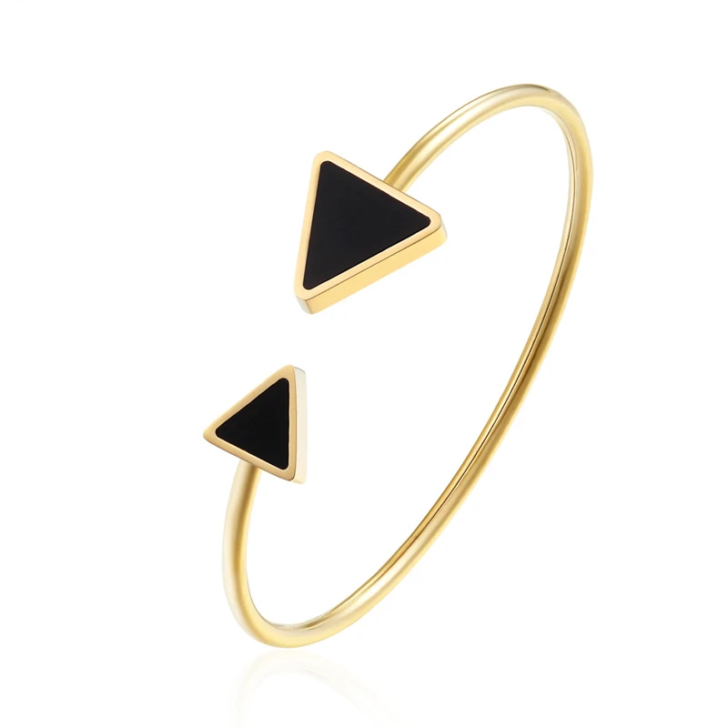 

Custom Color Geometry Triangle Design Charm Fashion jewelry bracelet 316L stainless steel Cuff bangle jewellery, Silver,gold