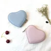 heart small gift portable pouch wallet pu leather key chain round coin purse
