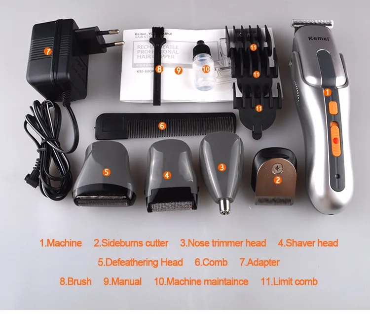 Kemei Rechargeable Electric Hair Clipper Trimmer Equipment for Hair Salon KM-680A