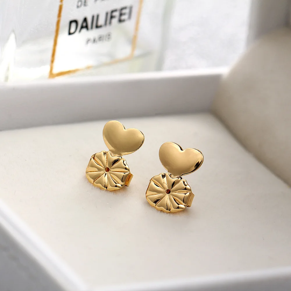 

Fashion Gold Heart Shape Adjustable Earring Lifts Plated Earring, Gold silver