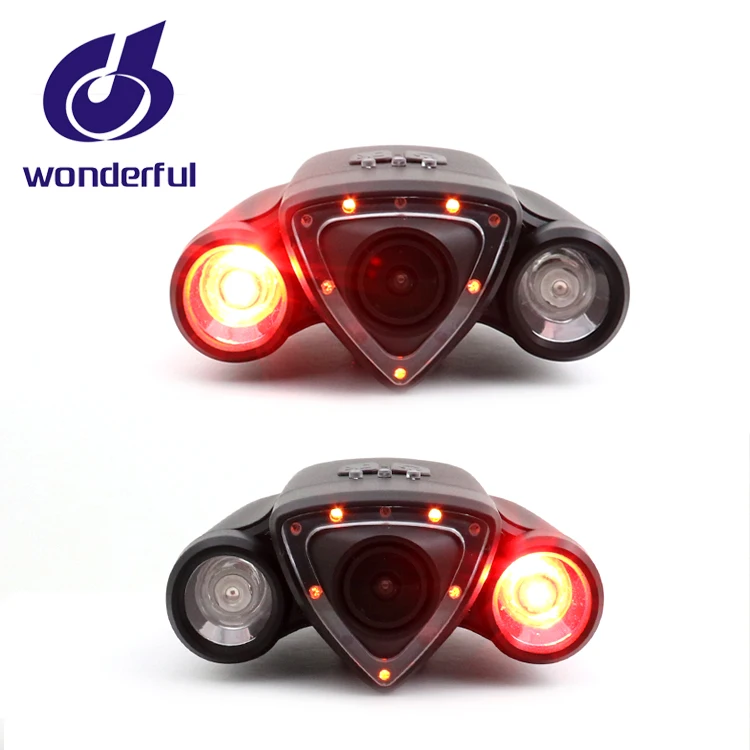 

Mini bike camera with wifi and bright rear warning lights, bike dvr operate by Mobile App have GPS trajectory, Black+red/white