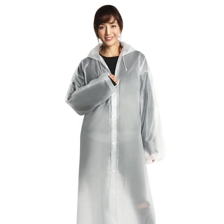

Fashion Outdoor Travel Recycled Waterproof Adults Women Mens Rainwear Transparent Long EVA Rain Coat Eva Rain Poncho Raincoat, Customized