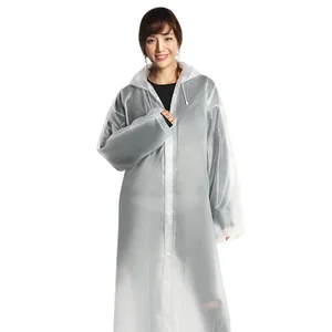 Image of Fashion Outdoor Travel Recycled Waterproof Adults Women Mens Rainwear Transparent Long EVA Rain Coat Eva Rain Poncho Raincoat