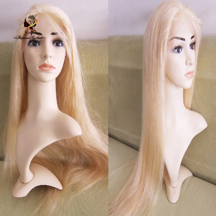 

Overnight Top quality Silky straight platinum 613 blonde full lace wig for white women