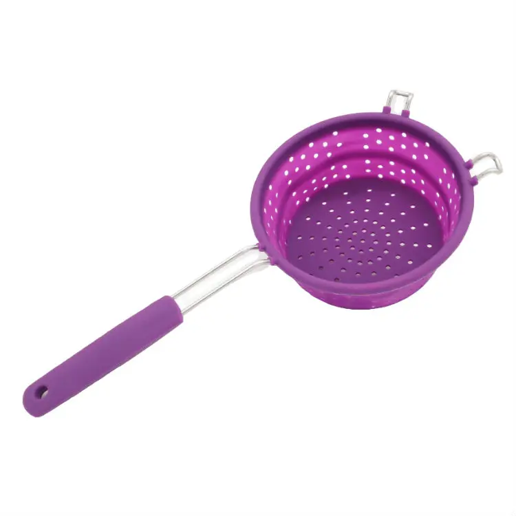 

High Quality Silicone Collapsible Colander Foldable Over Sink Strainer, Customized color