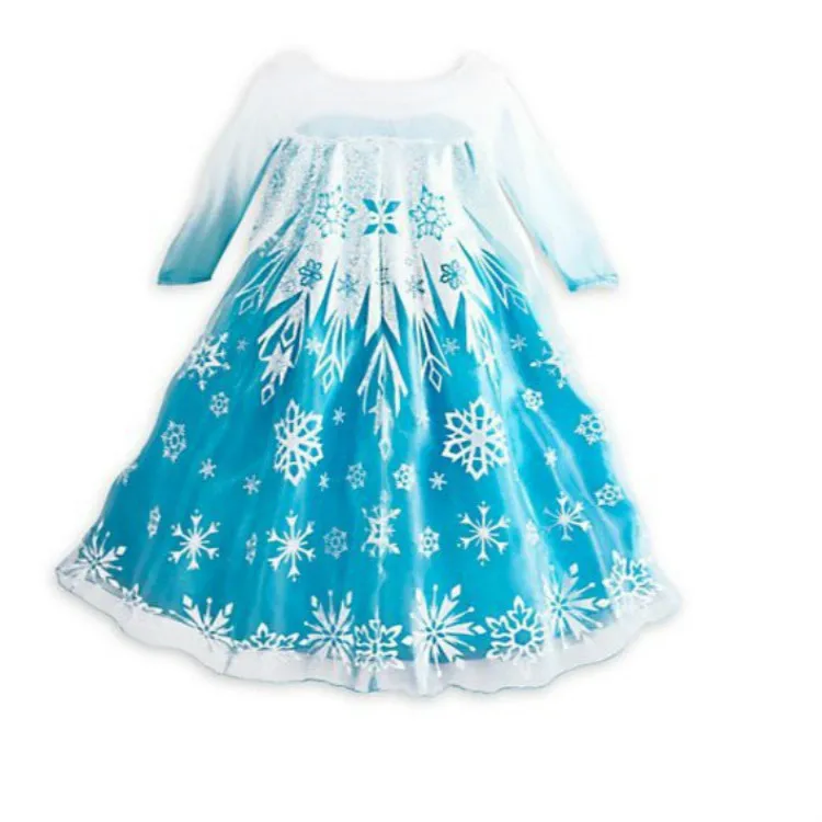 

Elsa Anna Clothes Long Sleeves Design Hot Sale Role Play Party Dress BXDR, Blue