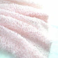 

wholesale polyester pink embroidery lace mesh fabric for gril dress