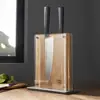 Protection Acrylic Cover Bamboo Universal Knife Storage Box Double Sided Magnetic Display Knife Block
