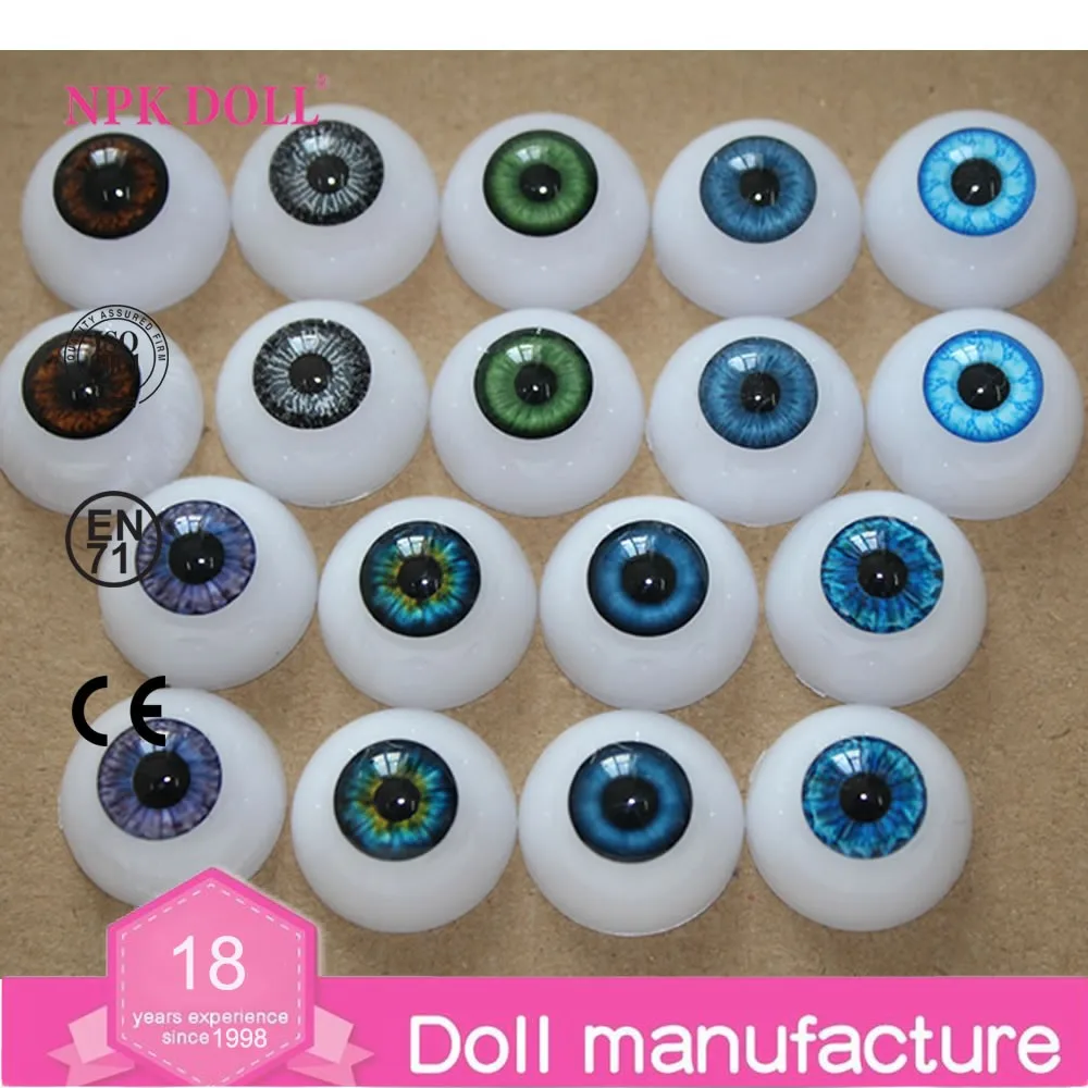 9 prs TALLINA'S Oval Acrylic  Doll eyes 24mm NOS Blue/brown/green 