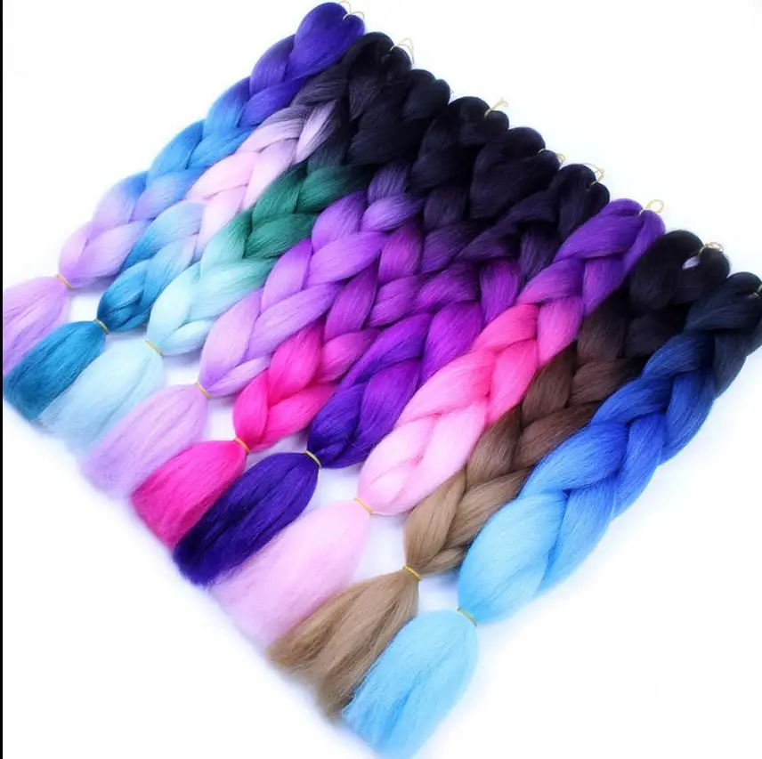 Synthetic Hair Material and 100g Weight synthetic jumbo braid hair, ombre color 2 tones and 3 tones braiding hair