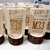 Custom logo logo FSC certified rustic wooden table number stand menu holder
