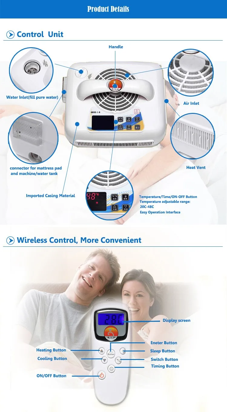 Queen Size Dual Zone Control Electric Heating And Cooling Mattress Pad