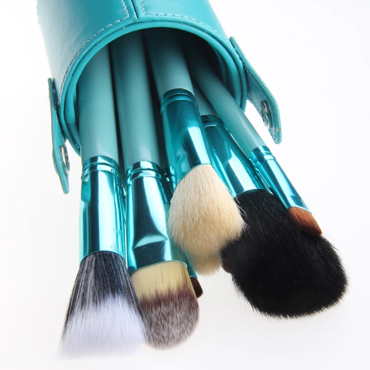 

12 Pcs Yiwu Wholesale Eco Friendly Fancy all blue Makeup Brush with Cylinder Bag