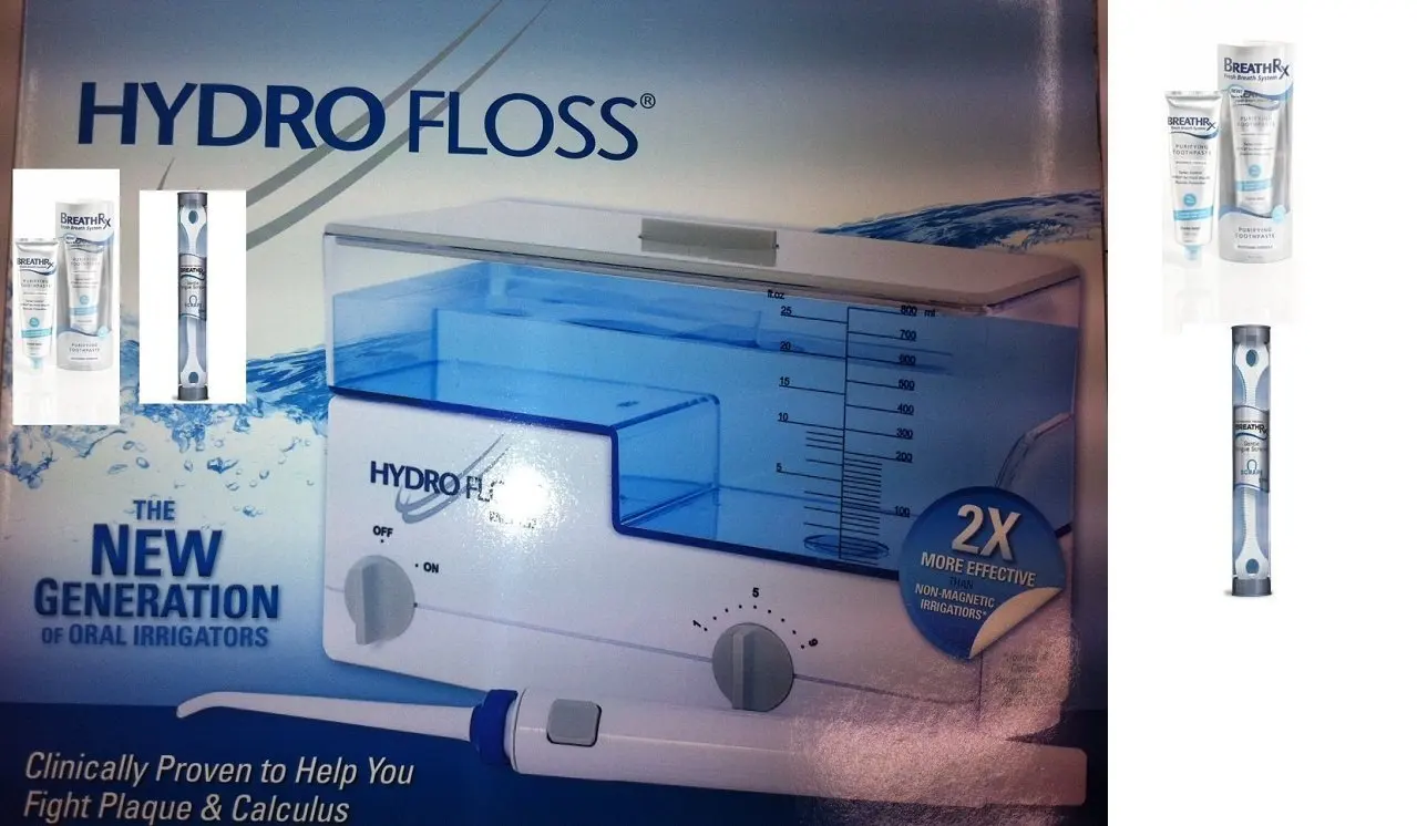 Hydro Floss Oral Irrigator New Generation Bundle Free Bonus BreathRx Tongue...