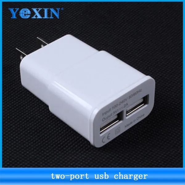 

5V 2.1A wall charger dual usb ports charger with fully capacity OF SAMSUANG, White