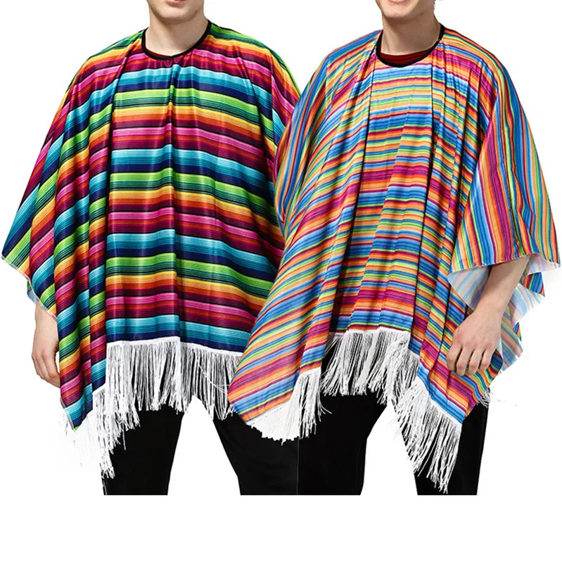 

wholesale adult cotton colorful mexican poncho carnival costume for men