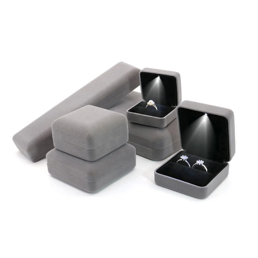 

Wholesale Custom Velvet Jewelry Packaging Small Boxes Led Light Up Ring Box With Light, Customized