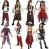 Caribbean Book Week Red Pirate Boys Fancy Dress Costume For Children Girls Buccaneer Kids Outfit QBC-2804