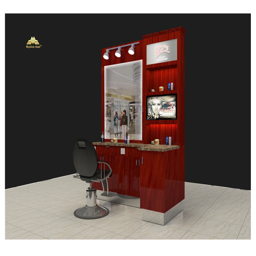 Custom L Shaped Barber Styling Stations Hair Kiosk Buy Barber