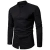 Mens Tailor Made Fitted Turndown Collar Hidden Button Black Casual Shirt