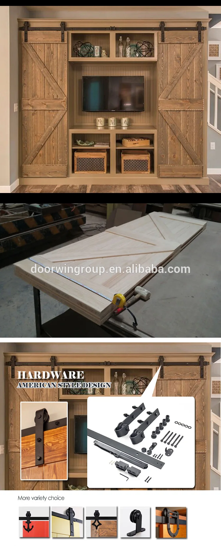 China manufacturer high quality From the farm sliding barn door with barn door hardware and oak wood