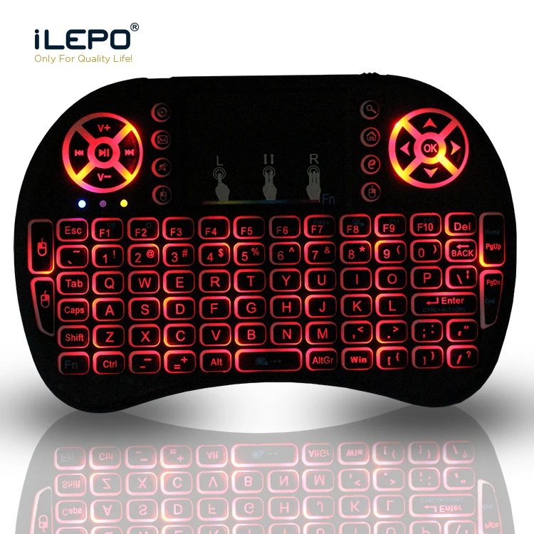 

2.4GHz RF 7 color backlight wireless air mouse mini Keyboard with Touchpad