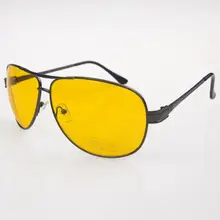 New Yellow HD Night Vision Aviator Driving Anti Glare Glasses Eyewear Gun Frame