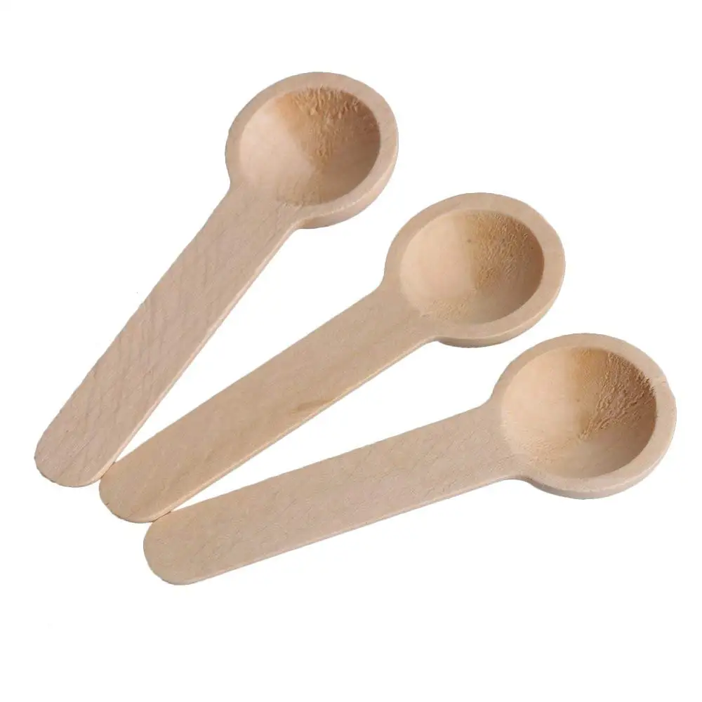 

Mini Nature Wooden Home Kitchen Cooking Spoons Tool Scooper Salt Seasoning Honey Coffee Spoons, Natural