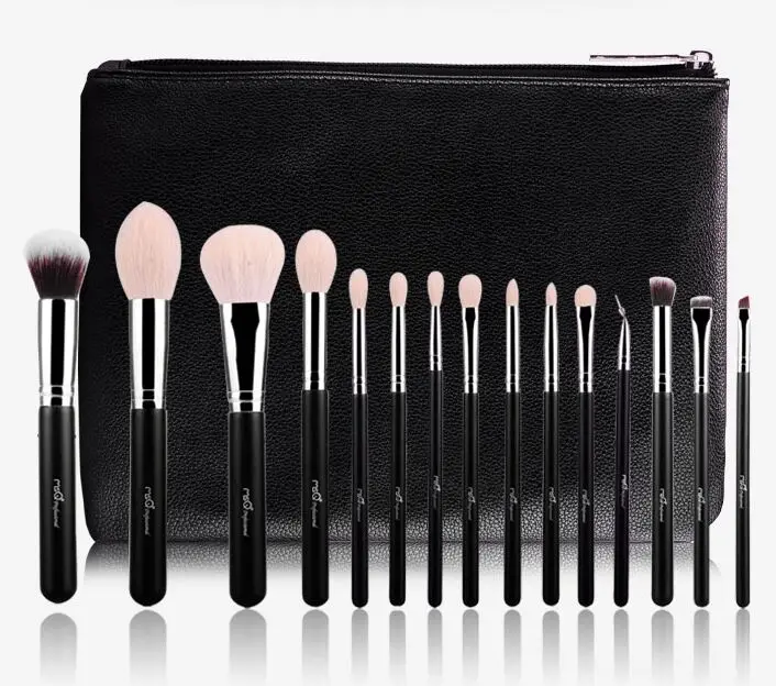 

MSQ 15 pcs high quality Goat hair brush makeup tool custom logo makeup cosmetics brush