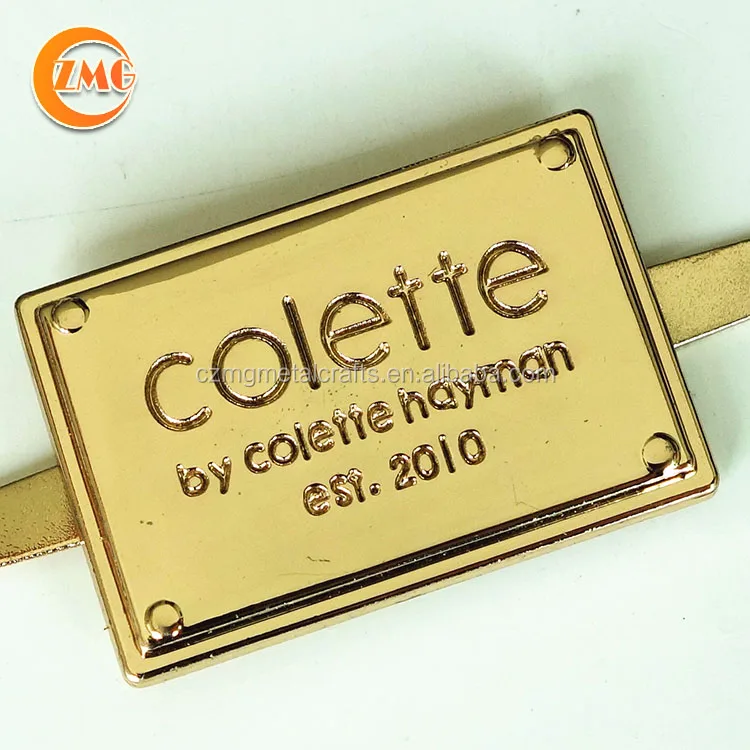 Wholesale Custom Golden Frost Finished Logo Embossed Metal Name Plates