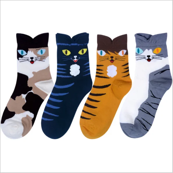 

Free Shipping by DHL/FEDEX Cat Cartoon animal printing korea sock