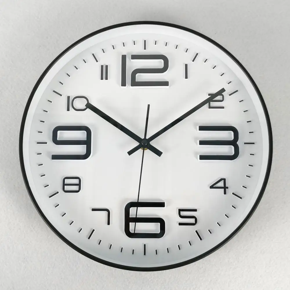

3D number wholesale home decor plastic wall clock, Black
