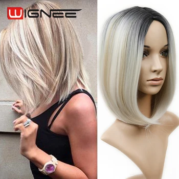 Hanne Black To Mixed Blond And Grey Ombre Color Short Straight