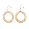 Handmade Straw Rattan Braided raffia wrapped Earrings Natural Concise Style Drop Earrings Eardrop