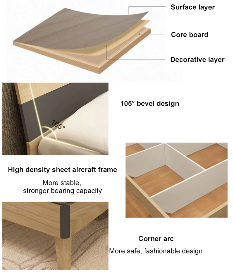 Cheap MDF board wood furniture dressing table modern bedroom furniture set