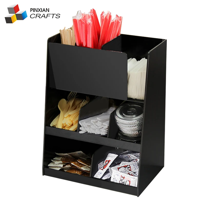 Coffee Counter Condiment Caddy Cup Dispenser Lid Display And Rack