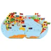 Children Wooden Toy Montessori Early Learning Toys Wooden Toy Montessori World Maps with 36 Flag