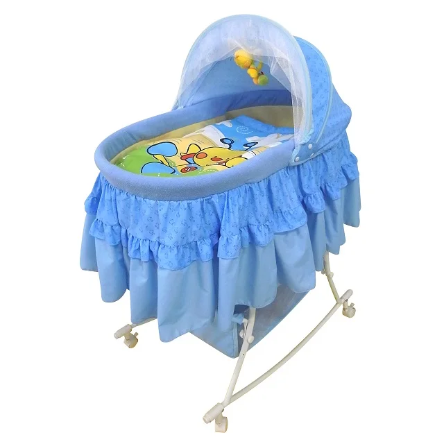 
Wholesales Blue Carry Polyester Fabric Metal Frame Baby Cradle Swing For Kid 