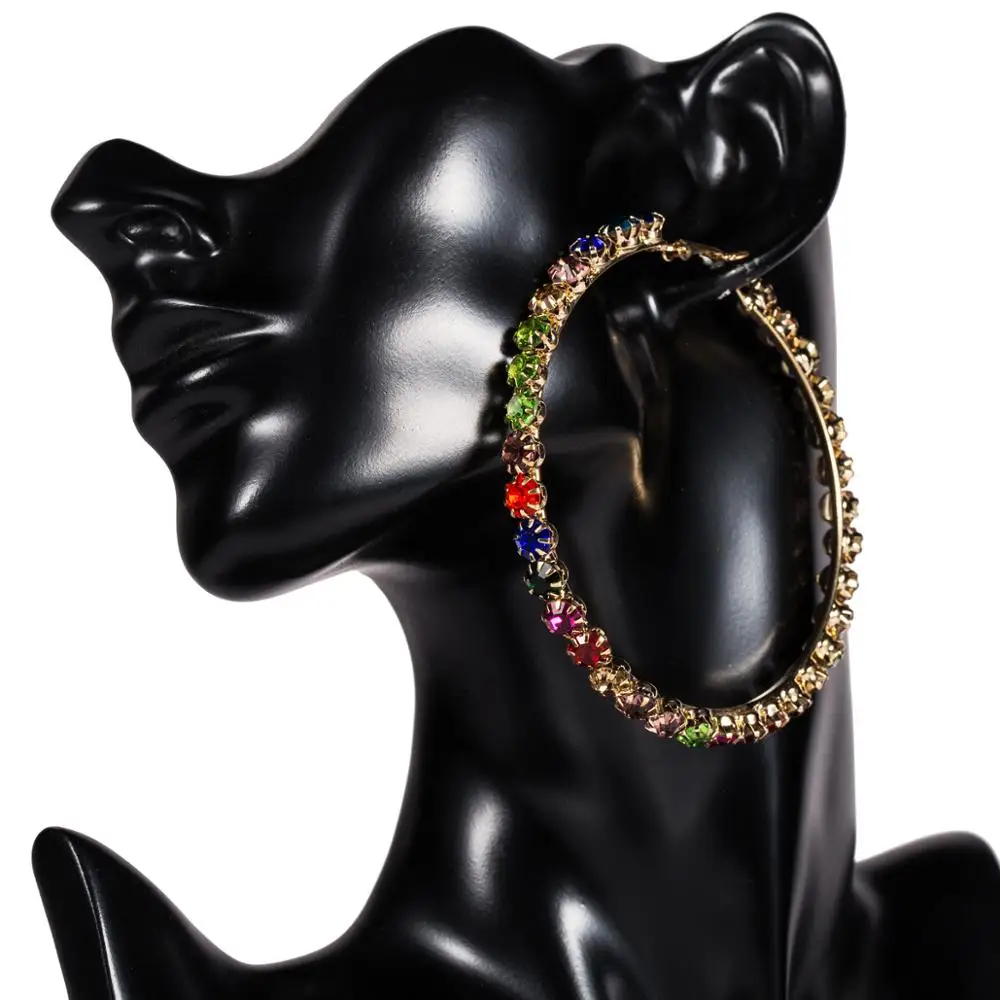 

acrylic multi-color diamond large circle outer ring diamond earrings female retro fashion wild ear jewelry