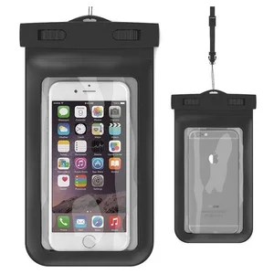 Top quality PVC 8cm hot and best sell custom IPX8 mobile phone waterproof case bag, waterproof phone pouch with neck cord