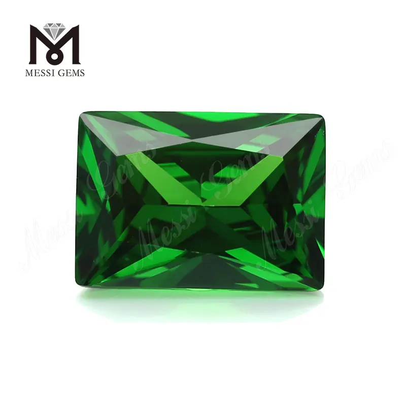 Top Selling Emerald Cut 10x14MM Lupum Cubitum Zirconia Green CZ Gemstone